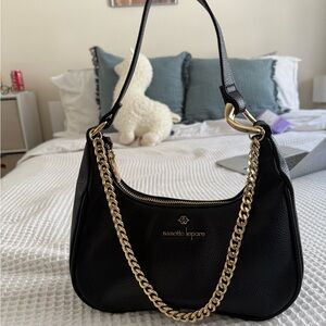 Nanette Lepore Black Bag with Gold Chain Accent